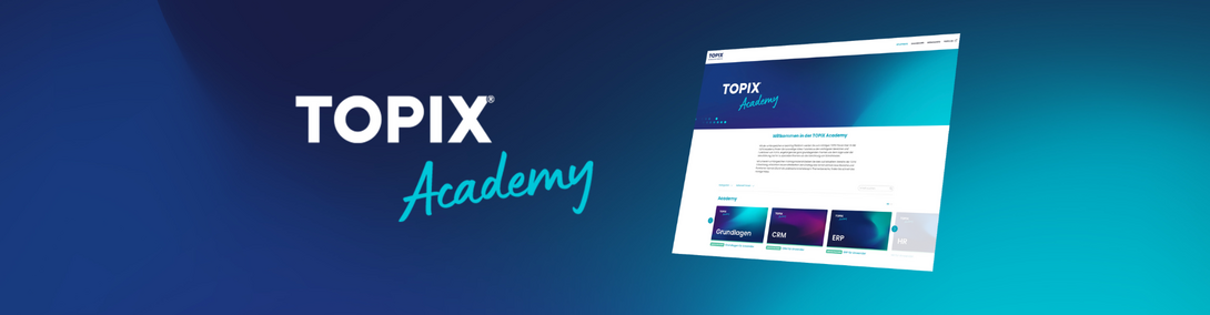 Banner mit Screen einer Lernplattform TOPIX Academy