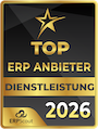 Siegel von ERP Scout als Top-ERP-Anbieter für Dienstleistung 2026